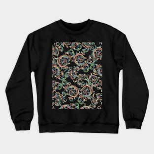 Vintage Ornamental Pastel Floral Pattern - Blue Pink Yellow Green Aqua Crewneck Sweatshirt